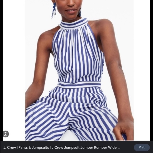 J. Crew Pants - J crew, blue and white striped halter pant suit